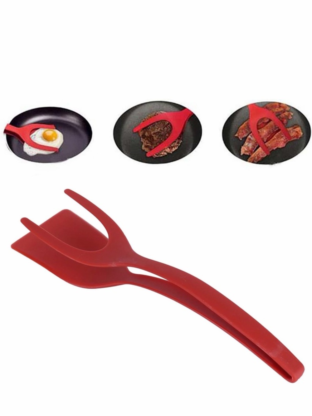 Red Silicone Turner Spatula Tong